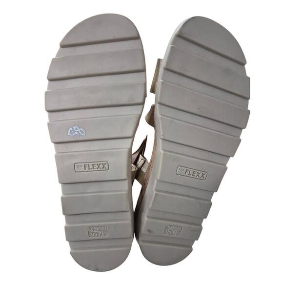 The Flexx SHEA Curtis Gold Metallic Leather Wedge sneaker Sandals Sz 7.5 Strappy - Picture 6 of 6